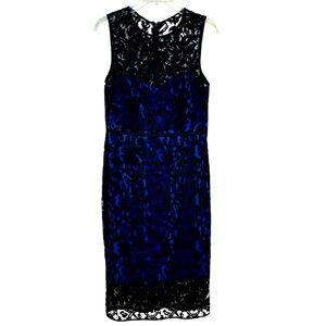 Vince Camuto Black Lace Illusion Dress Sz 8